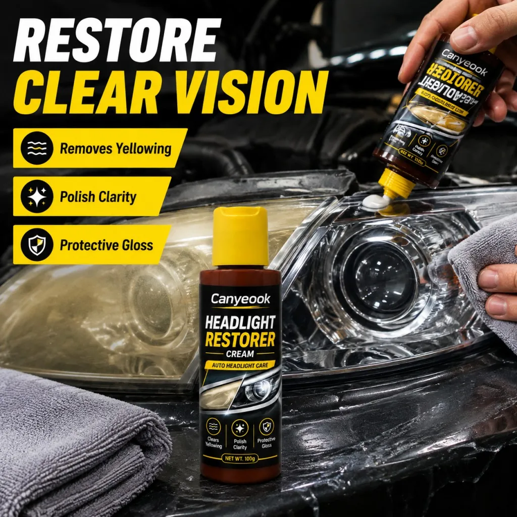 CANYEOOK Headlight Restorer Cream 100g - Remove Yellow Oxidation Restore Clear Bright Lens UV Protective Coating for Car Truck