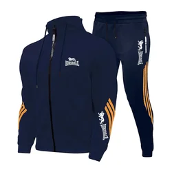 Ropa Deportiva de 2 piezas para hombre, chaqueta y pantalones informales con cremallera, ropa deportiva Harajuku, Sudadera con capucha, ropa deportiva de primavera y otoño, 2024