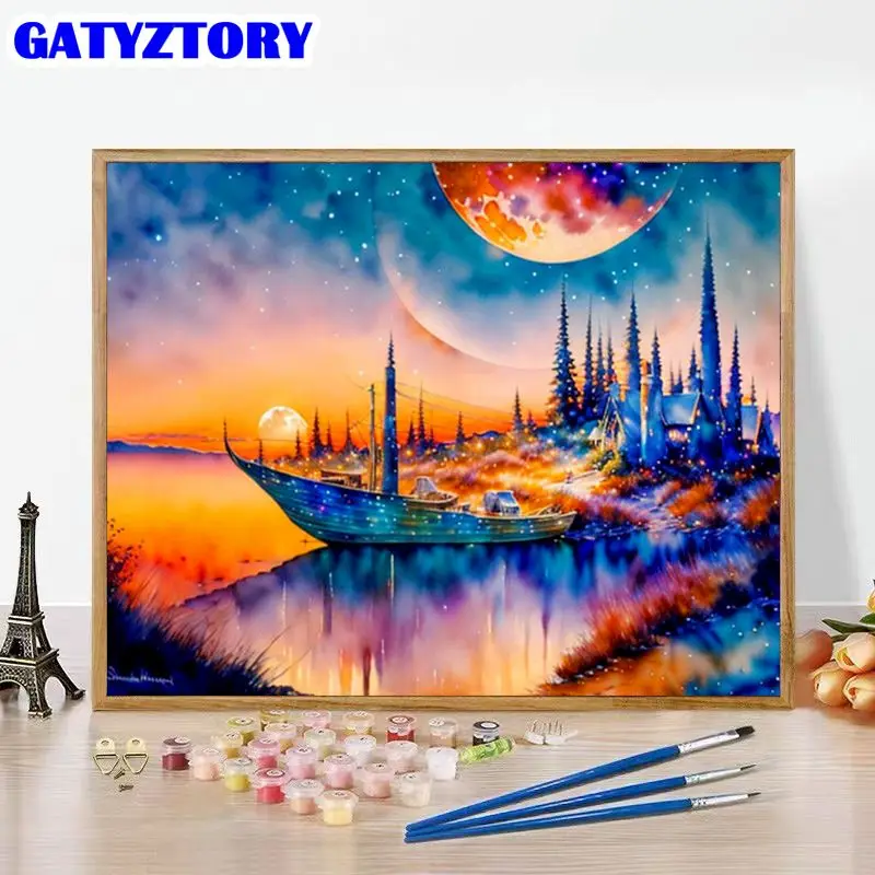 

GATYZTORY Diy Painting By Numbers Fishing Boat Scenery Kits Home Decor Paint By Numbersdrawing On Canvas Handpainted Art Gift