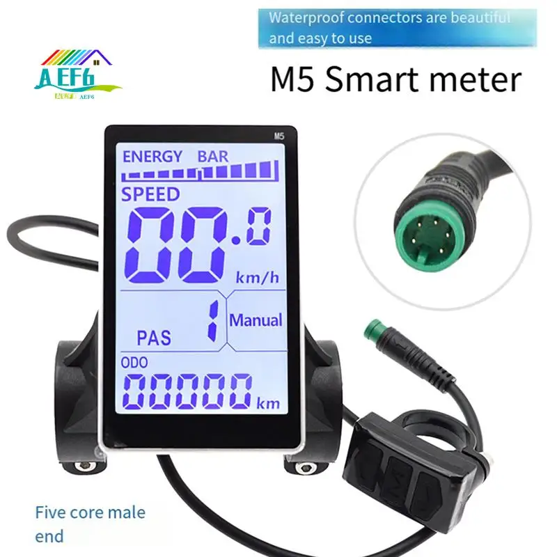 

AEF6-Electric Bike LCD Display Meter 5 Pin 24V 36V 48V 60V E Scooter M5 LCD Panel Screen E-Bike Bicycle Accessories
