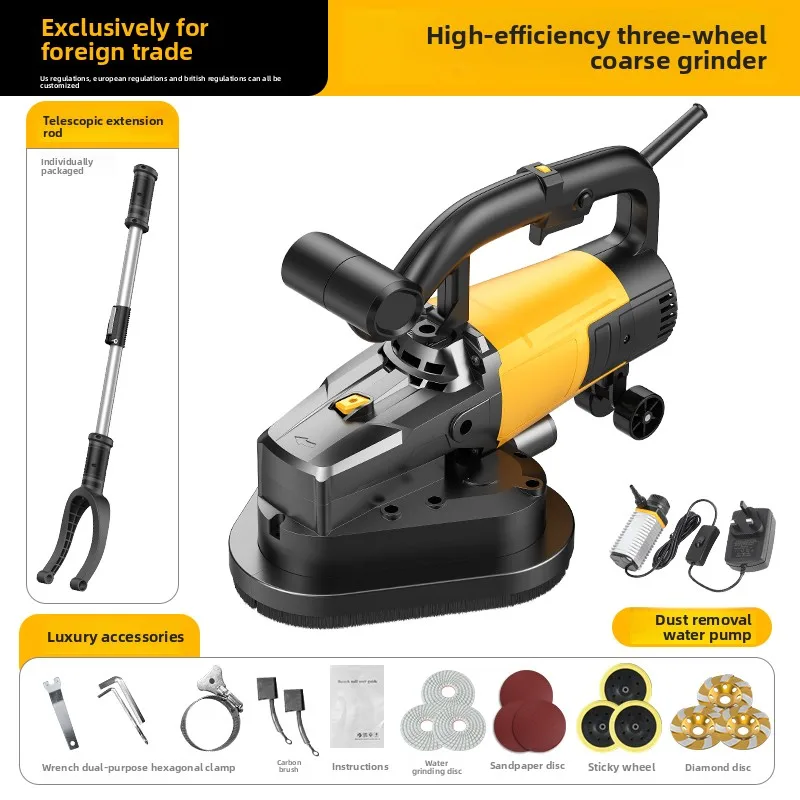 

Extension Rod Three Wheel Handheld Coarse Grinding Machine Wall Polishing Cement Wall Surface Putty Concrete Floor Planing