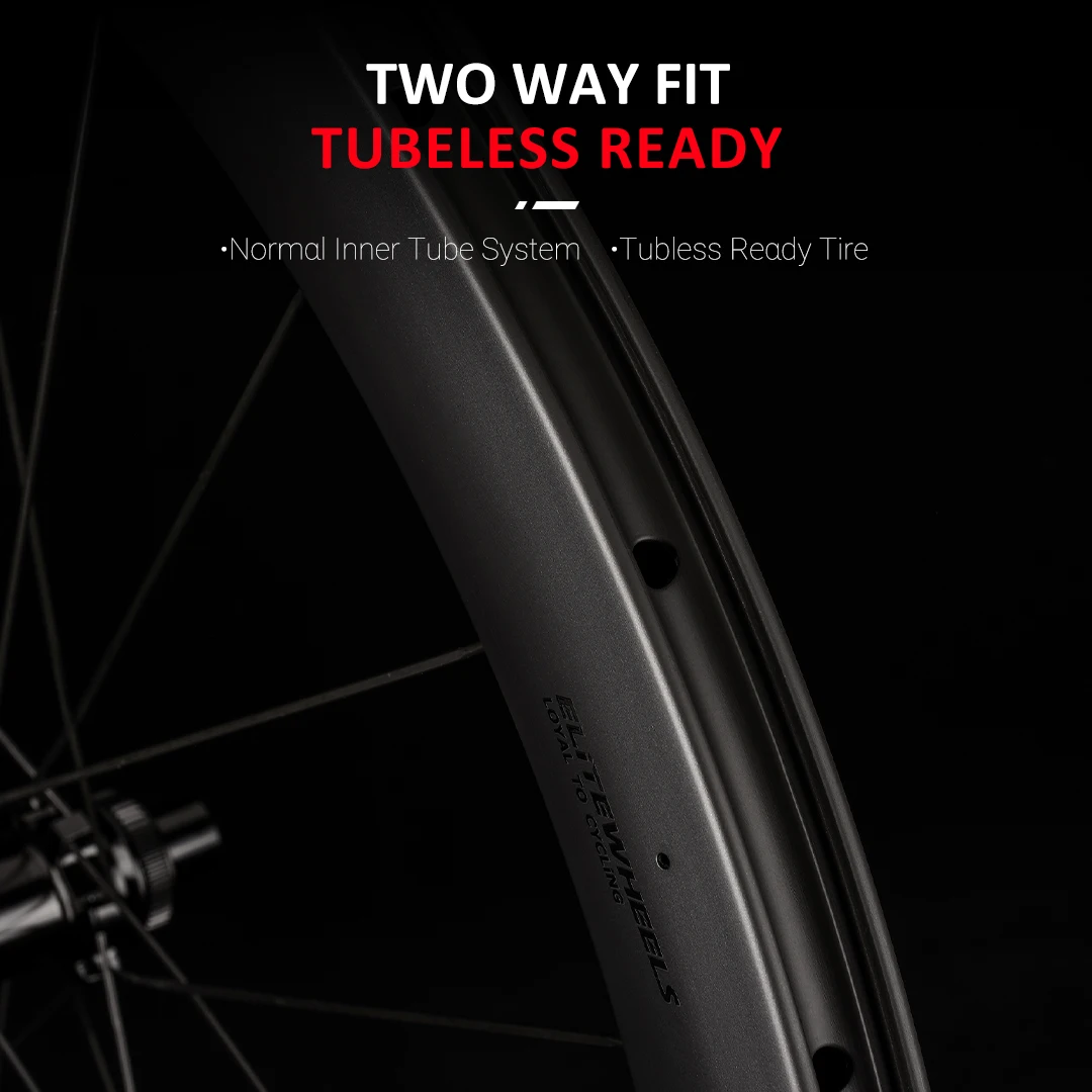 Ruedas de Carbono ELITEWHEELS con Freno de Disco 700C, Juego de Ruedas para Bicicleta, Calidad UCI, Bloqueo Central, Ciclismo de Carretera