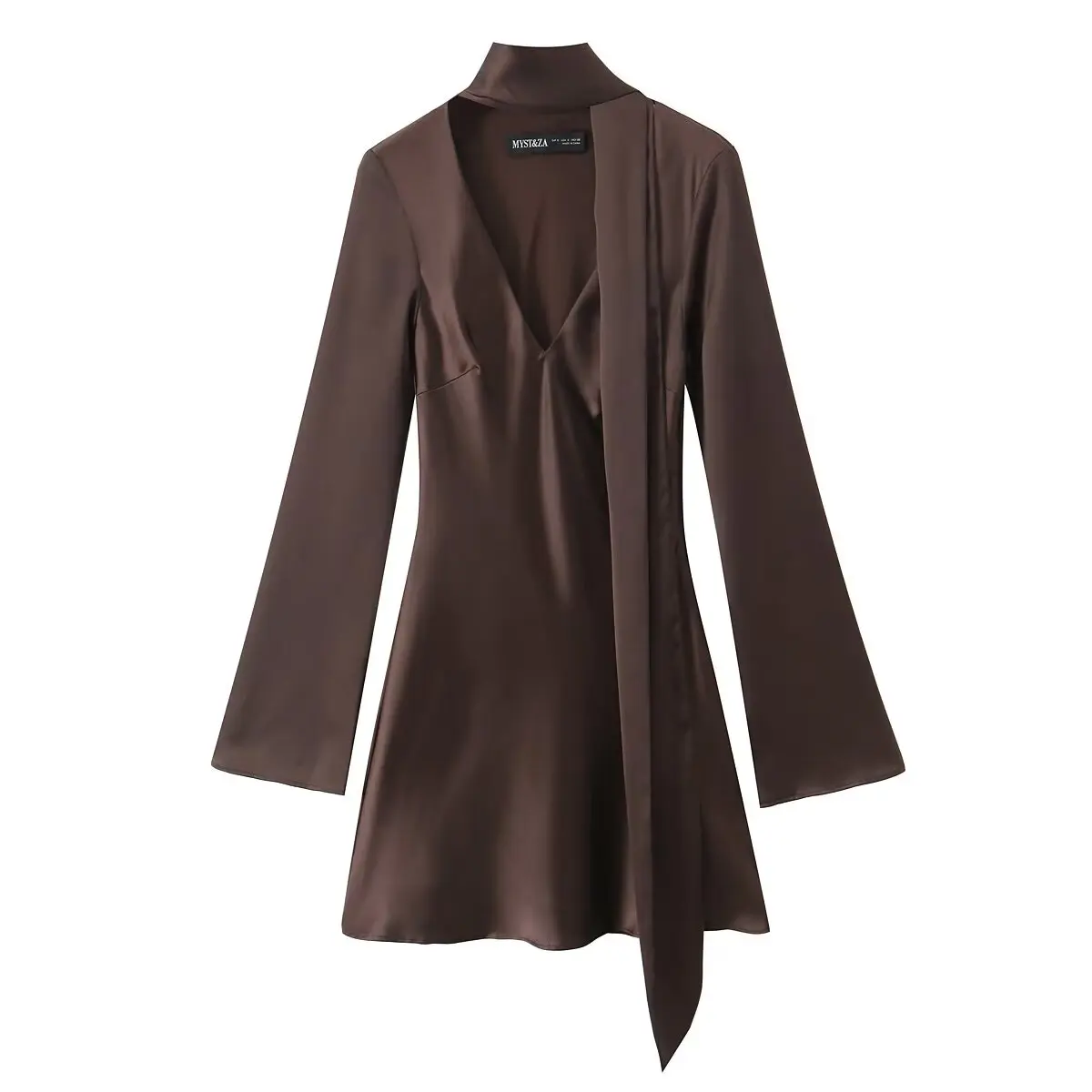 エレシルクサテン風スカーフ ドルデザイン 秋新作 スレ レディース ファッション カジュアル ストレートカット ロングスカーフ スリムフィット ドル