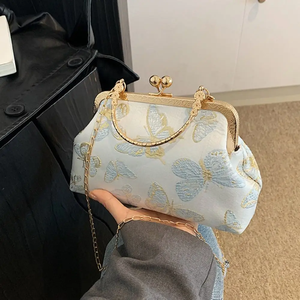 

Butterfly Pattern Chinese Style Handbag Wrist Bag Kiss Lock Retro Embroidery Crossbody Bag Shoulder Cheongsam Accessories