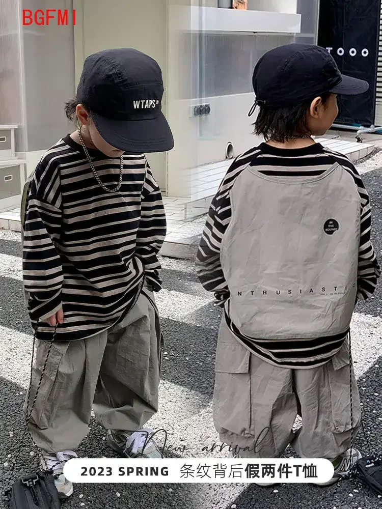 Boys Sets Sweatshirt Pants Two-piece Suits Children\'s Clothes Spring Autum Korean Fashion Round Neck Pullover Cargo Pants Suits