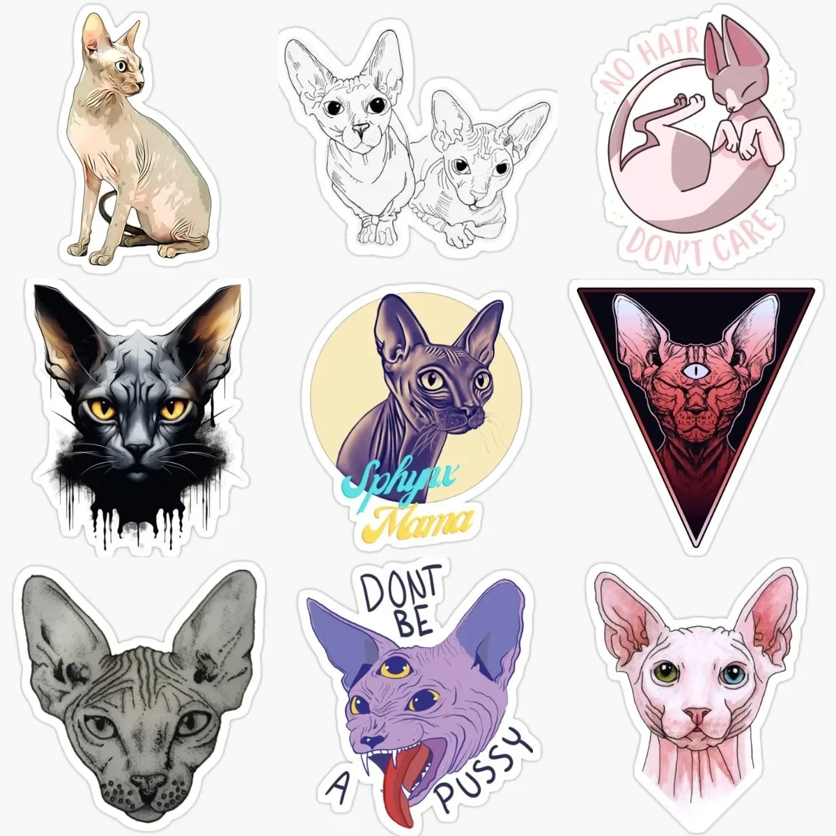 

Creative Canadian Hairless Cat Sphynx Cat Pets PVC Waterproof Stickers for Decorate Car Van Helmet Fridge Wall Window Decal