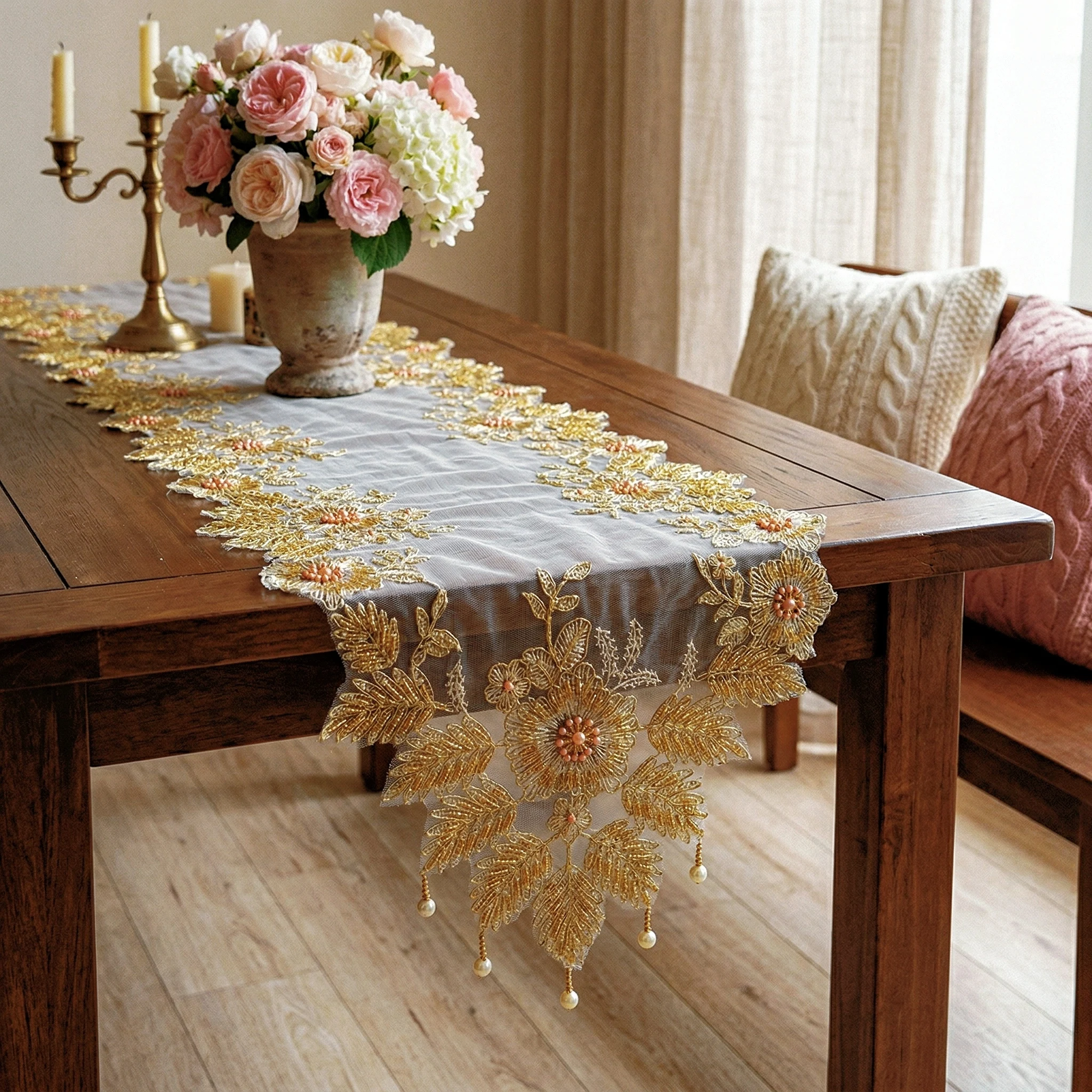 Cubierta de Mesa Dorada de Luj - Christmas Table Runner reseña y precio