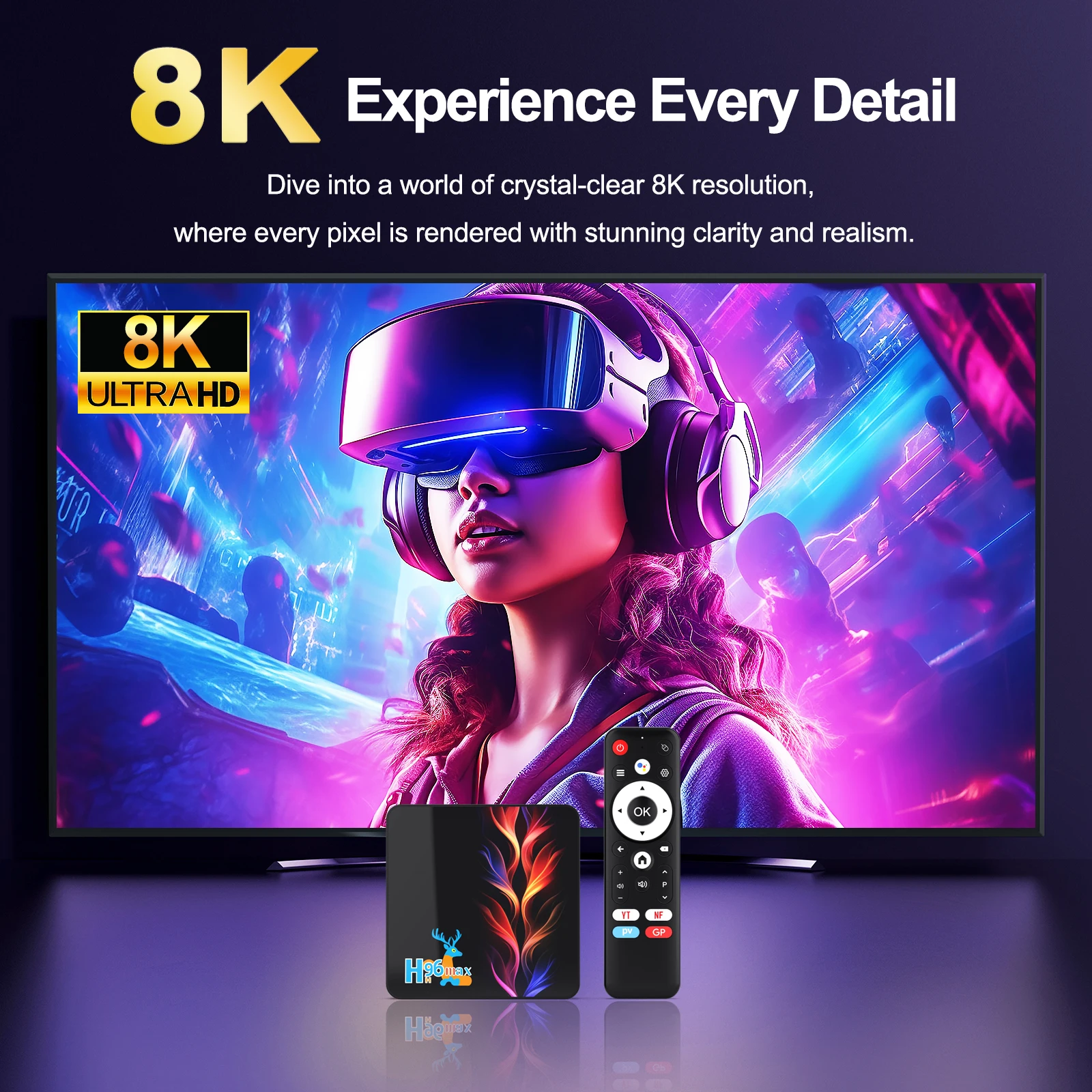 H96 MAX H618 Hope Android 14 TV Box 4GB 32GB/128GB Storage 8K UHD WiFi6 BT5.4 Set Top Box مع مشغل الوسائط عن بعد الصوتي