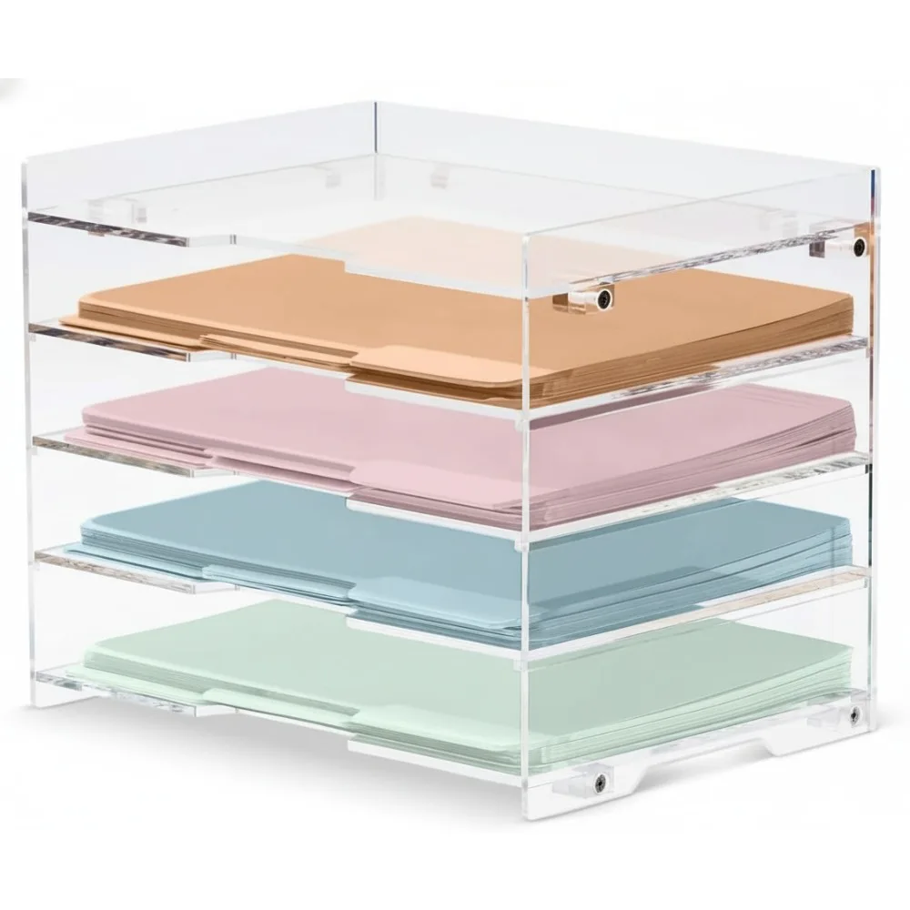 

Clear Acrylic File Paper Organizer Tray for Desk Office Home School Desktop Storage Accessories