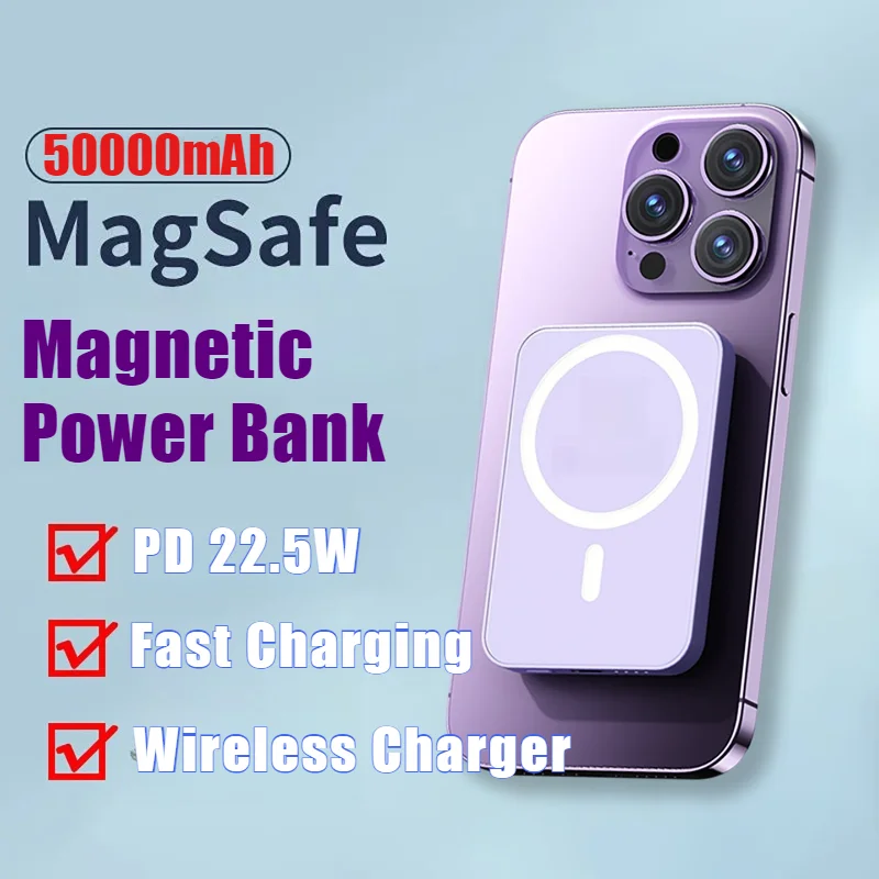 

New Magnetic Power Bank for Magsafe Wireless Fast Charging External Battery Charger Case Mobile Supply for iphone Samsung Xiaomi