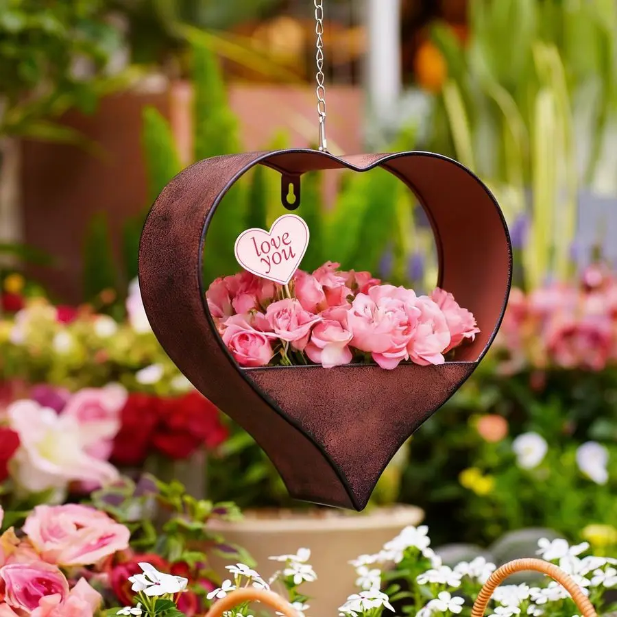 

Металлические подвесные кашпо для растений (для дома и улицы) – подарки на День святого Валентина для неё, жены, мамы, любительниц садоводства, на день рождения – в форме сердца