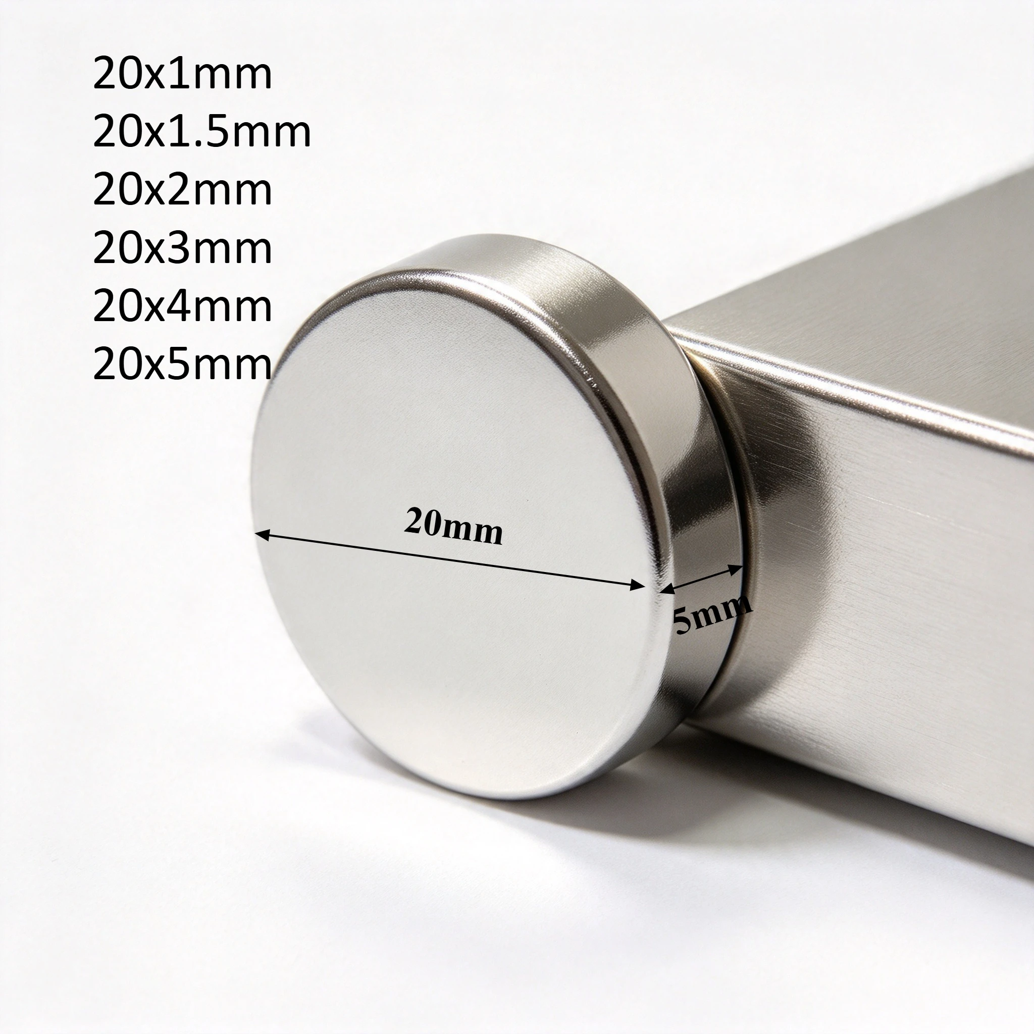 20x1 20x1.5 20x2 20x3 20x4 20x5mm N35 Round Neodymium Magnet Permanent Strong Powerful Magnets for DIY Craft Industrial Projects