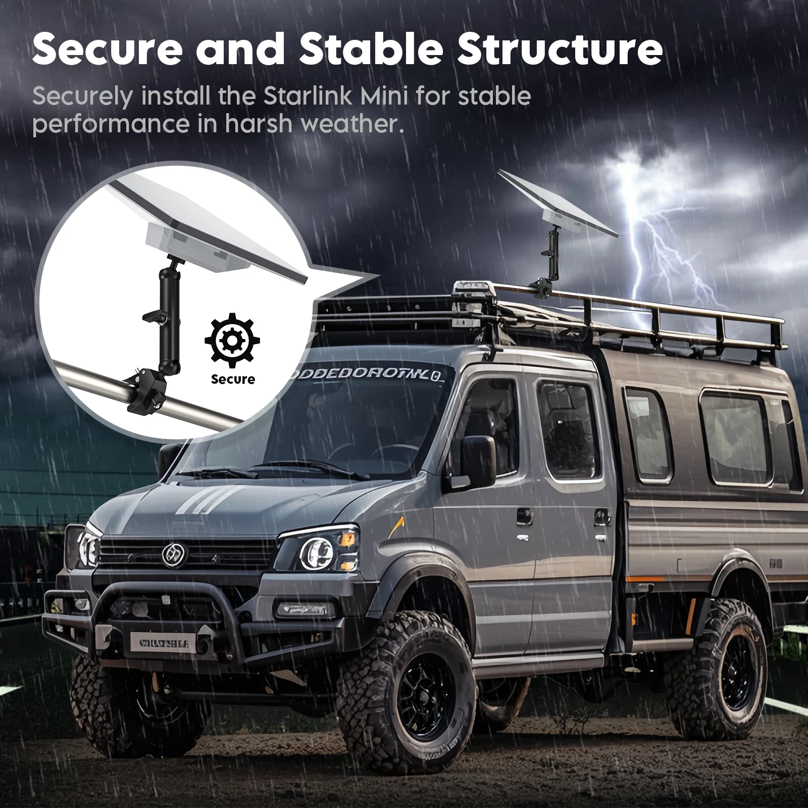 EDUP SK0146 Starlink Mini Regulowany Zestaw Mocujący z Zaciskiem – Przenośny Uchwyt ze Stopu Aluminium do Autokaravanów, Bagażników Dachowych, Balkonów – Montaż Bez Użycia Narzędzi