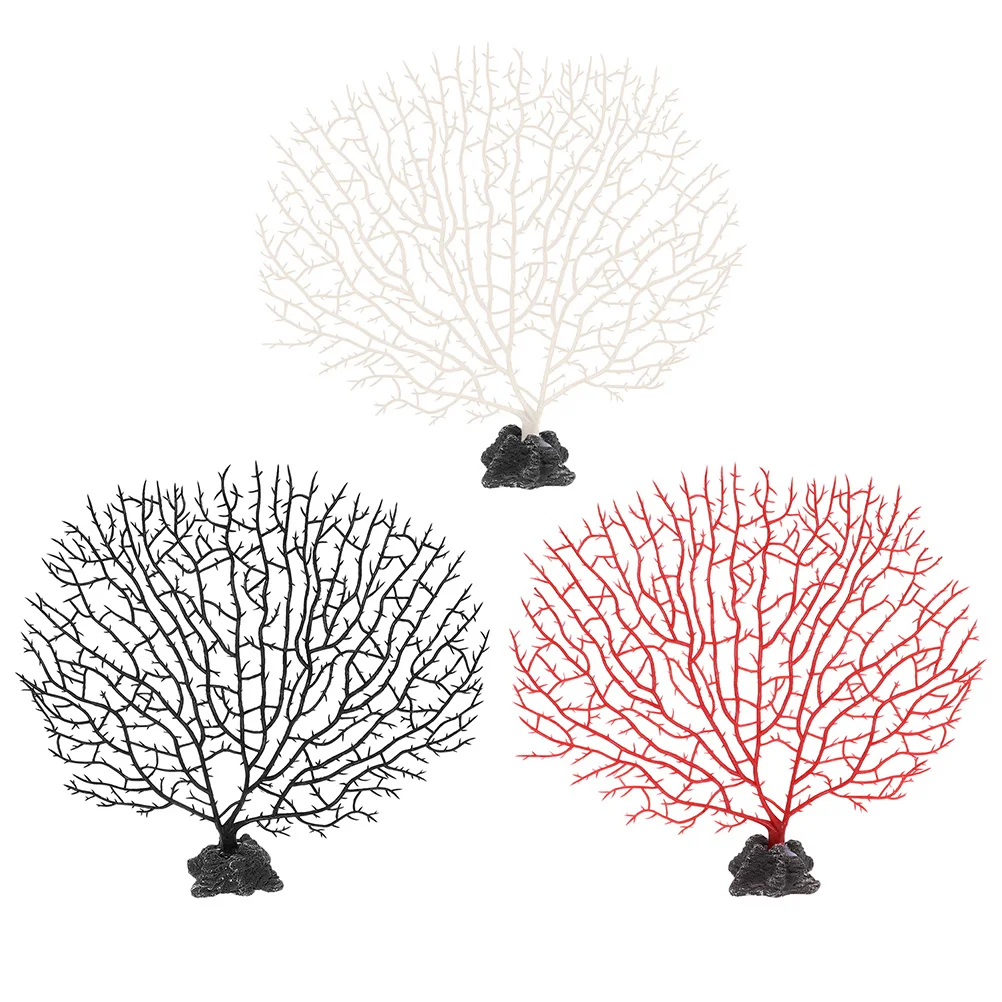 

3Pcs Fish Tank Coral Fan Decoration Colored Resin Coral Ornaments Realistic Artificial Aquarium Ornament Fish Tank Decorations