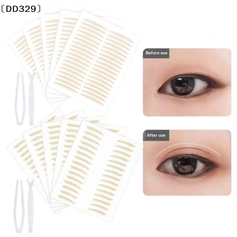 10 Sheets Eyelid Stickers Clear Ultra-Thin Eye Lid Strips With Tweezers Long-Lasting Lace Eyelid Stickers 〔DD329〕