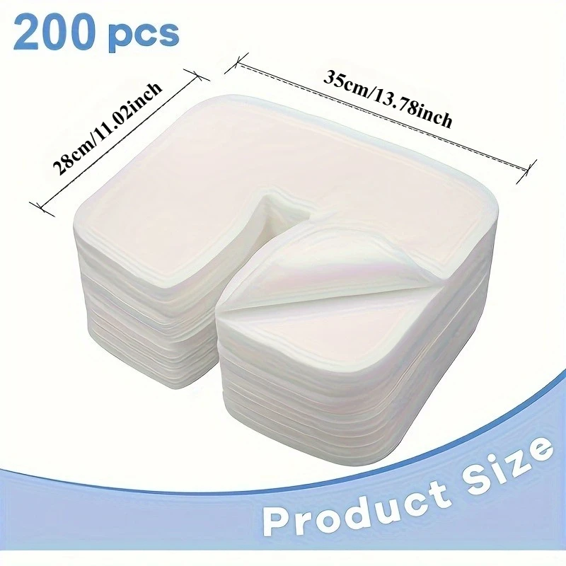 200 قطعة من أغطية مهد الوجه الناعمة غير المنسوجة للاستعمال مرة واحدة - طاولات التدليك/الكراسي ومسند الوجه باللون الأبيض #2