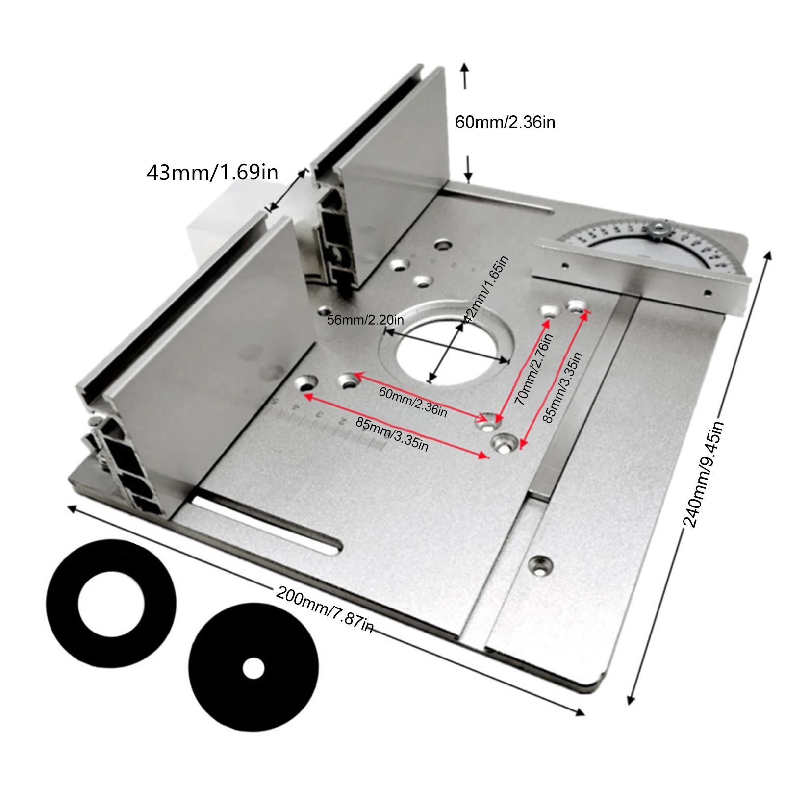Router  Board Multi Functional Router Table Insert Plate Aluminum Alloy Hard Wearing Anodized for Milling Trimming Machine