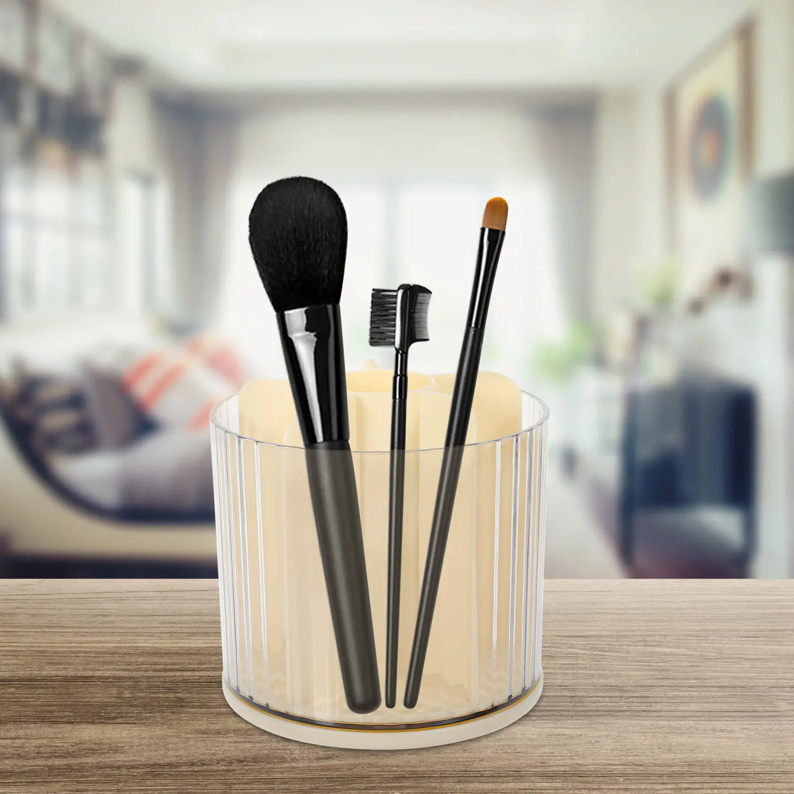 360-Degree Rotating Desktop Pen Holder Brush Organizer with Multiple Compartments for Desk Office Kitchen Bedroom