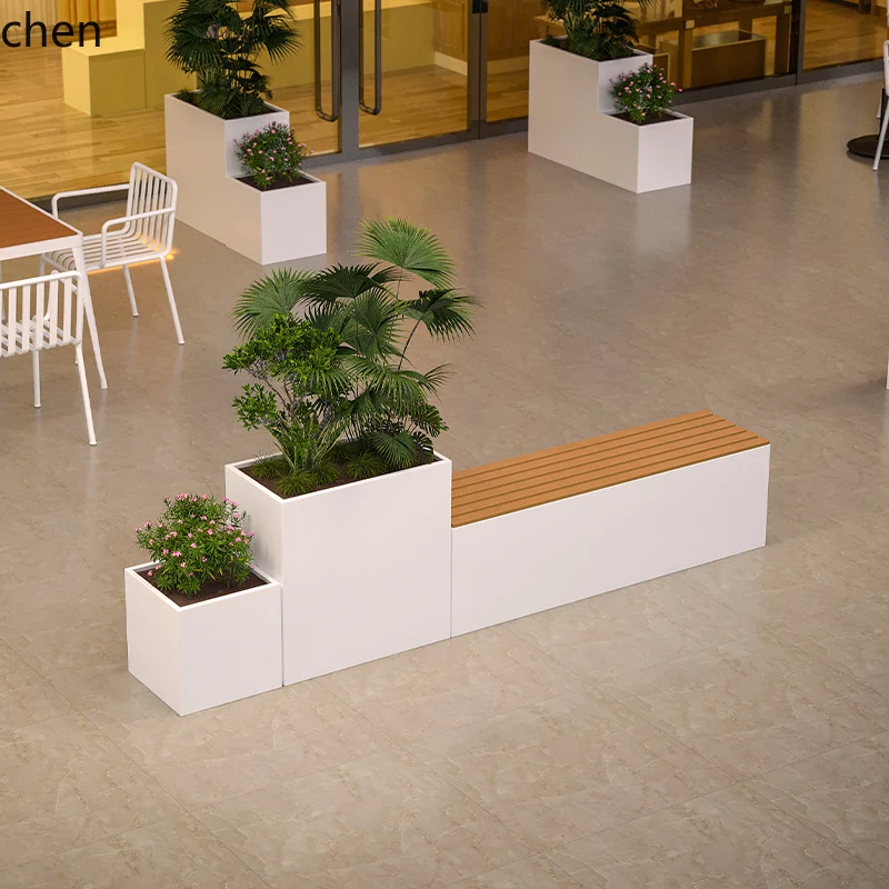 

ZML outdoor stainless steel flower box seat stool wrought iron flower groove outer pendulum fence flower bed