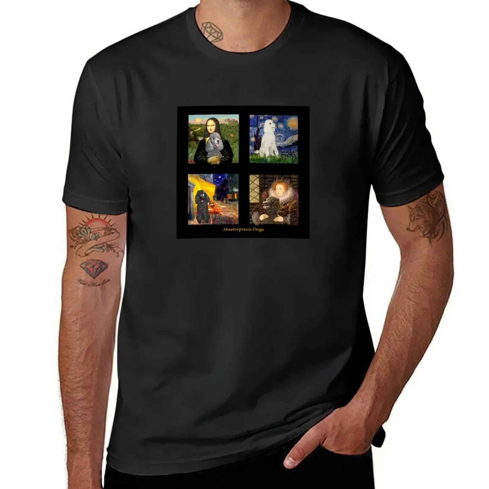 Composite-Standard Poodles Inserted in Famous Art T-Shirt oversizeds quick drying vintage sports fans men clothings