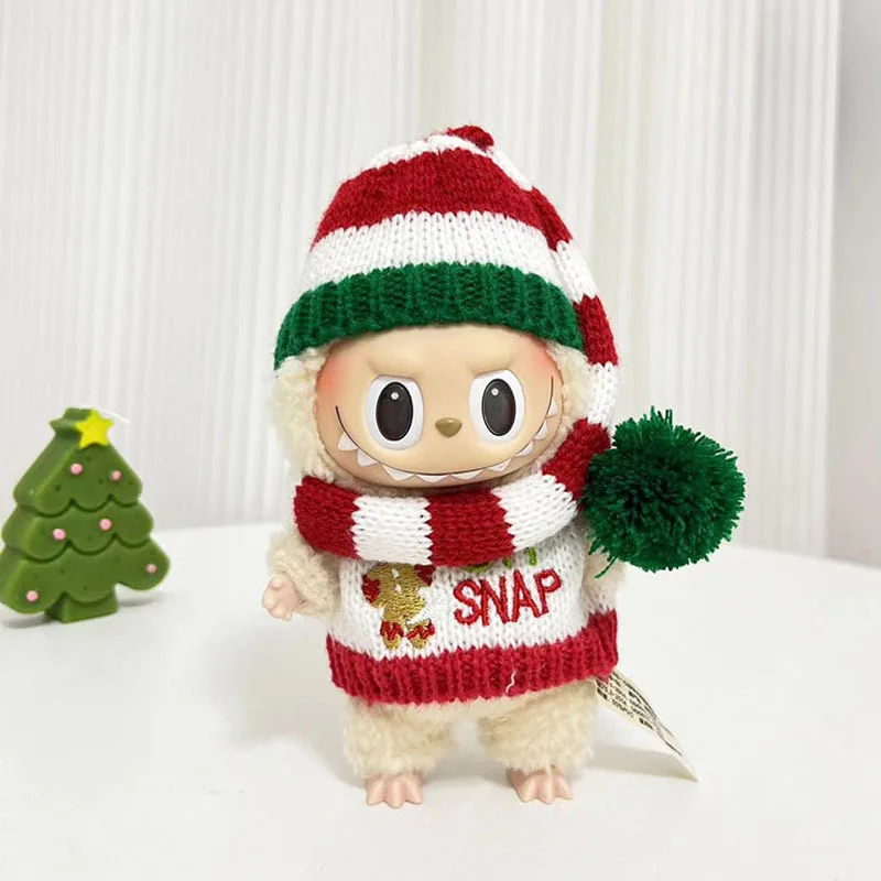 17 سنتيمتر ملابس دمية قطيفة صغيرة الزي اكسسوارات ل Labubu أيدول V1 V2 عيد الميلاد كوكي رجل سترة قبعة الملابس هدية السنة الجديدة #3