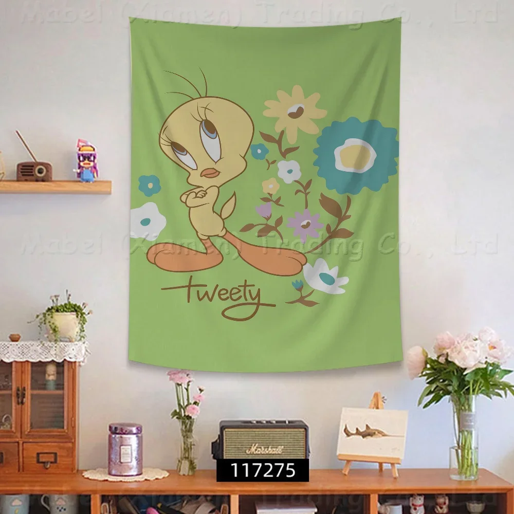 Cartoon Tweety Bird Piolin Banner Art Printing Japanese Wall Flag Anime Wall Hanging Home Decor