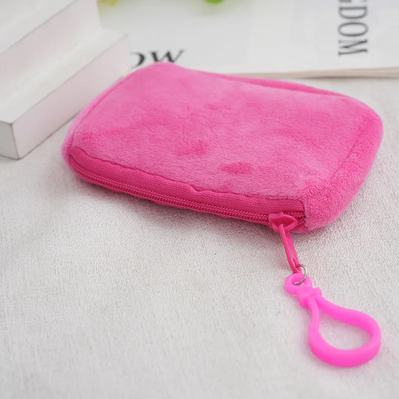 Solid Plush Coin Purse Girl Cute Wallet ID Card Bag Keychain Minimalist Coin Bag Wallets Women Earphone Bag