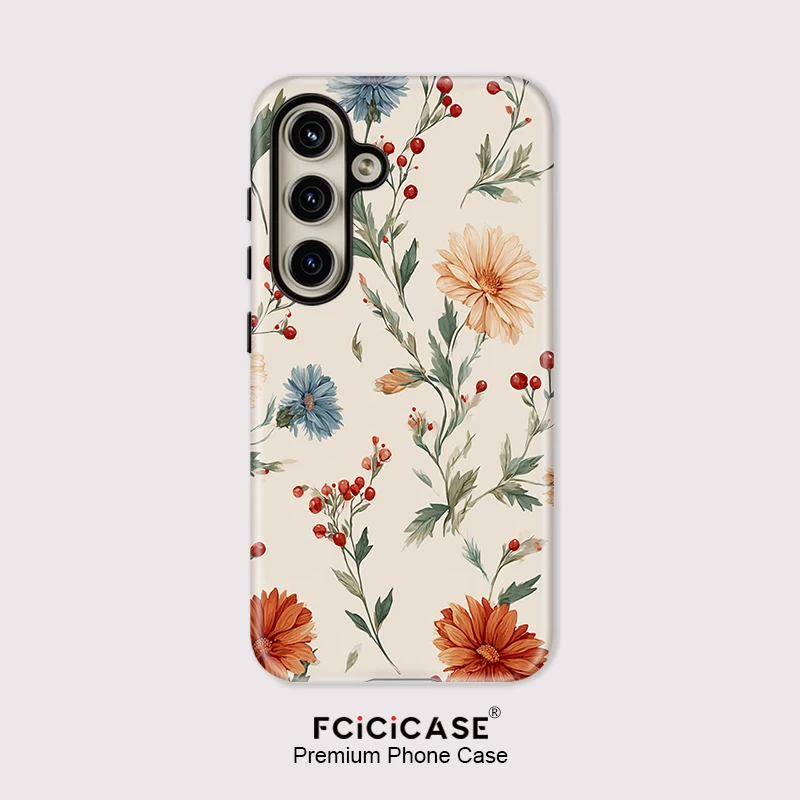 

Fcicicase силиконовый матовый мягкий чехол для телефона Samsung Galaxy A56 A36 A16 A26 5G модный противоударный чехол с цветочным узором в стиле ретро