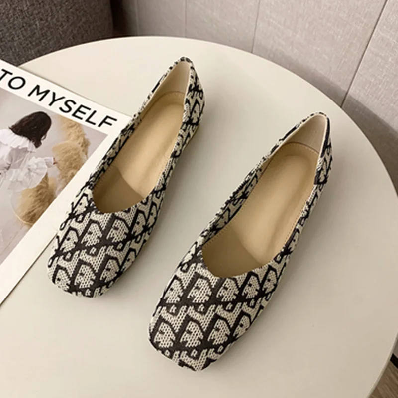 Lady Luxury Designer Cloth Flats Shoes Round Toe Slip-Ons For Wide Foot 44-32 2023 New Arrivals Black Moccasines Ballet Loafers