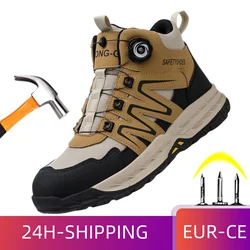 New Work Sneakers Rotating Button Safety Shoes Indestructible Puncture-proof Protecti Shoes Anti Shock Boots Steel Toe Shoes