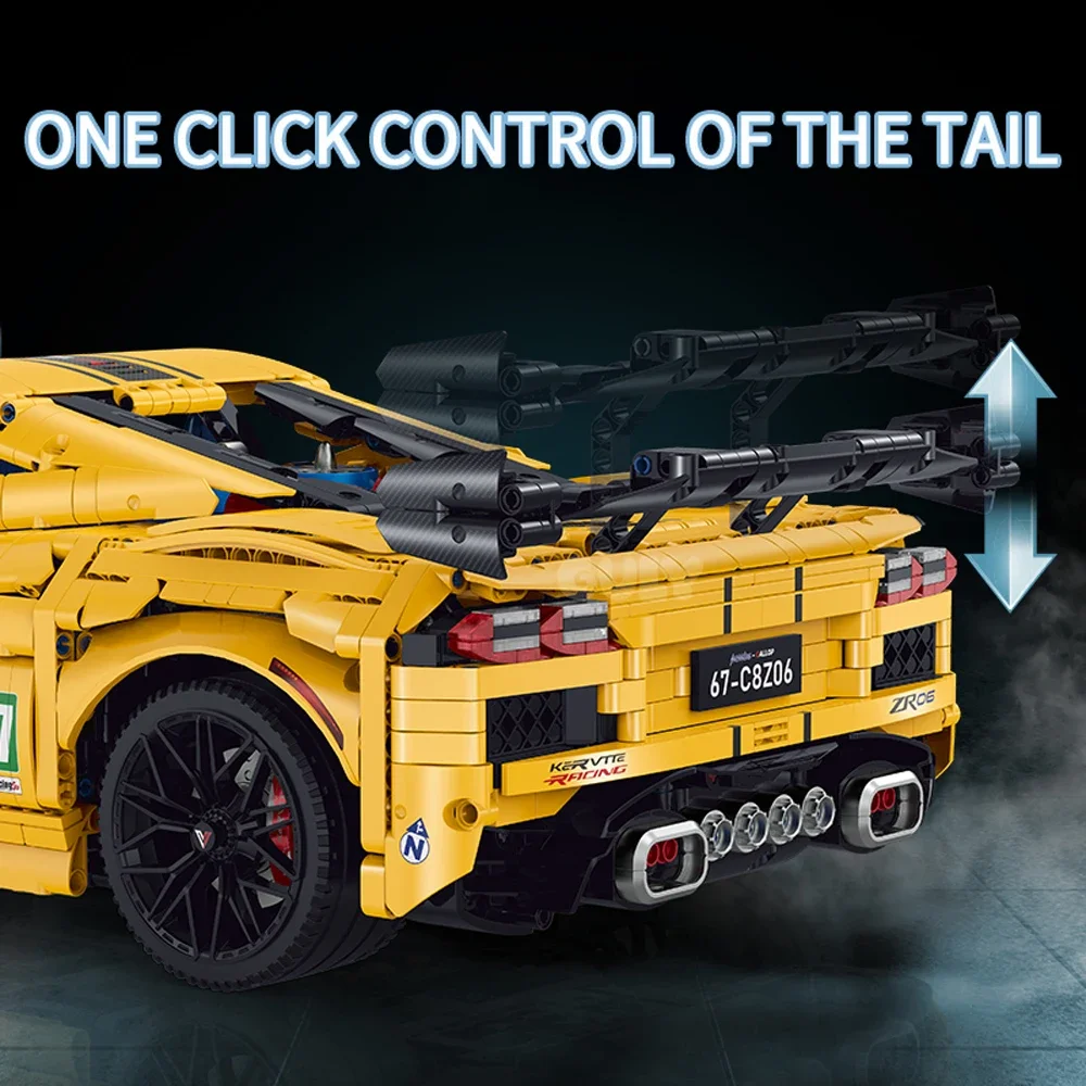 1:8 Skala Model Samochodu Sportowego KERVTTE C8 Z06 Klocki konstrukcyjne Prędkość Klocki techniczne RC Samochód Dekoracja biurka Zabawka dla dzieci Na prezent