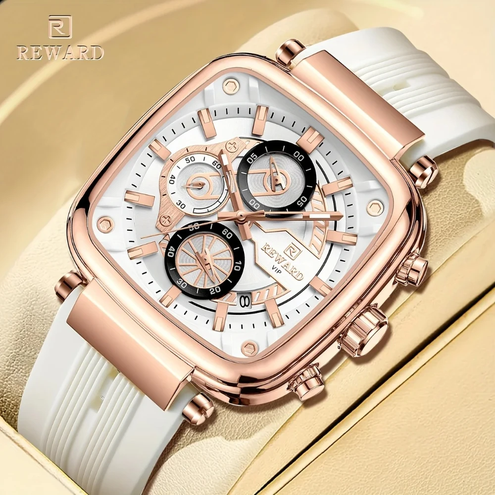 

НАГРАДА 83006, мужские часы прямоугольного дизайна, кварцевые водонепроницаемые автоматические часы с силиконовым ремешком и датой, роскошные повседневные часы для мужчин, Reloj