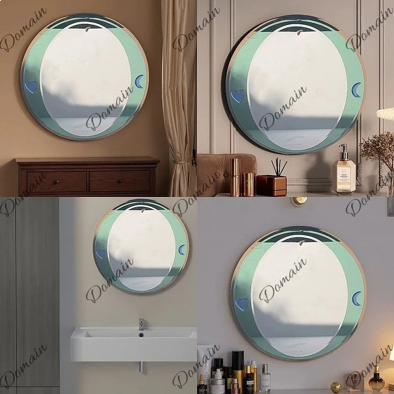 Crystal glass bathroom mirror sink mirror fireplace wall-mounted high-end jadeite green glass light luxury vanity mirror