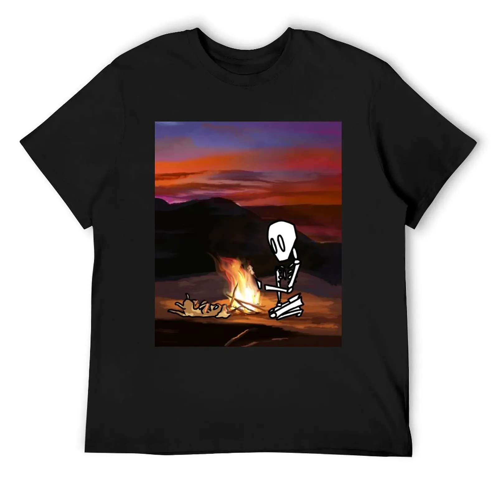 #020 Skeleton Campfire T-Shirt custom t shirt vintage anime shirt oversized t shirts for men