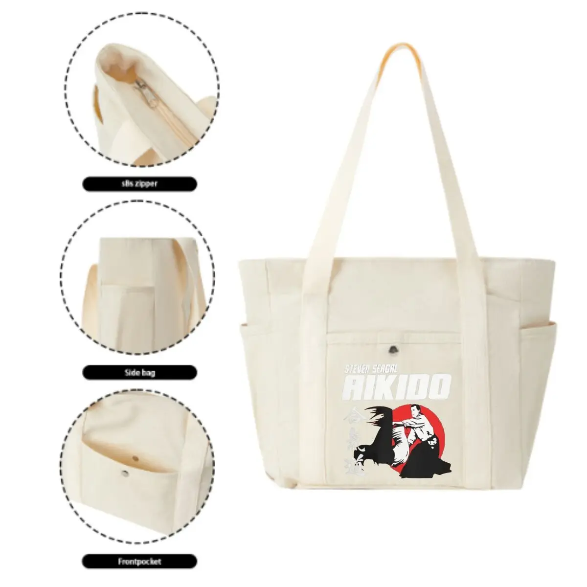 حقيبة ستيفن سيغال أيكيدو ذات تصميم فني كاجوال من القماش للنساء، حقيبة تخفيف العمل الأساسية العتيقة