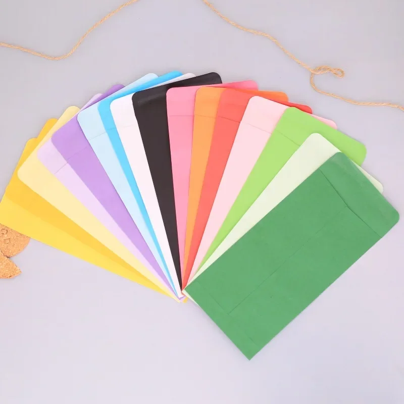 10pcs 9x17cm Money Blank Paper Envelopes Self-adhestive Gift Card Packaging Envelop Yellow Red Blue Green Color