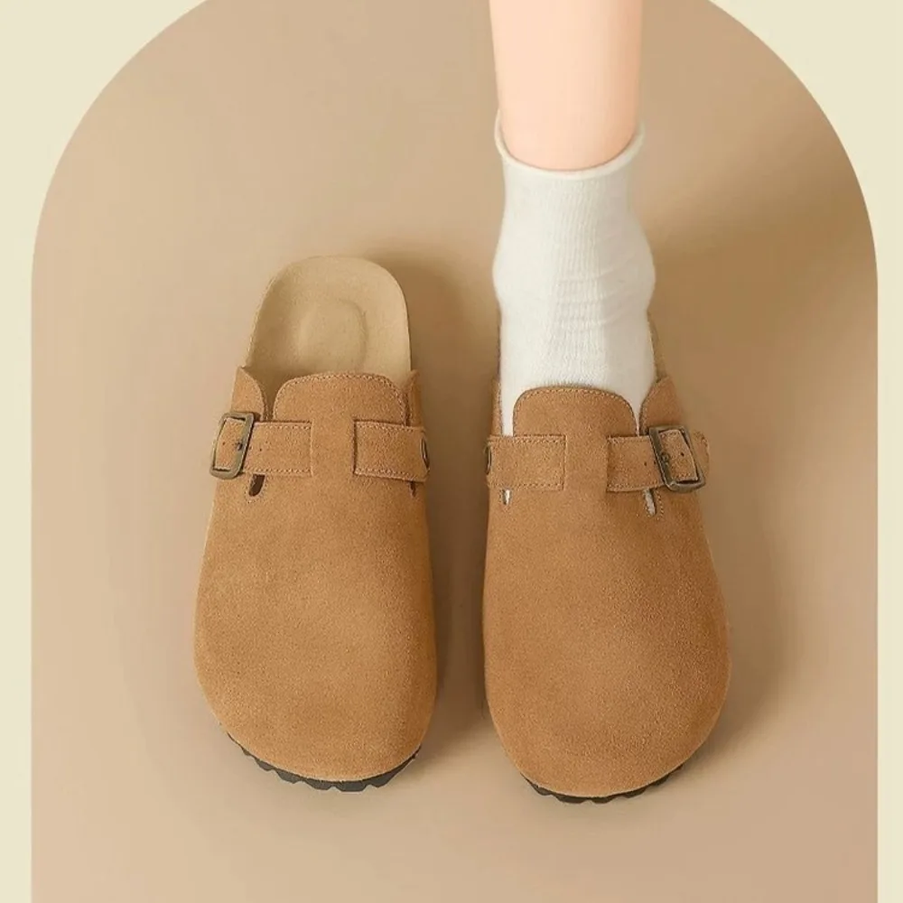 35-43 حجم جديد وصول المرأة البقرة المدبوغ النعال الفلين وحيد ربيع الخريف أنيق الرجعية زلة مقاومة النعال النسائية غير رسمية #6