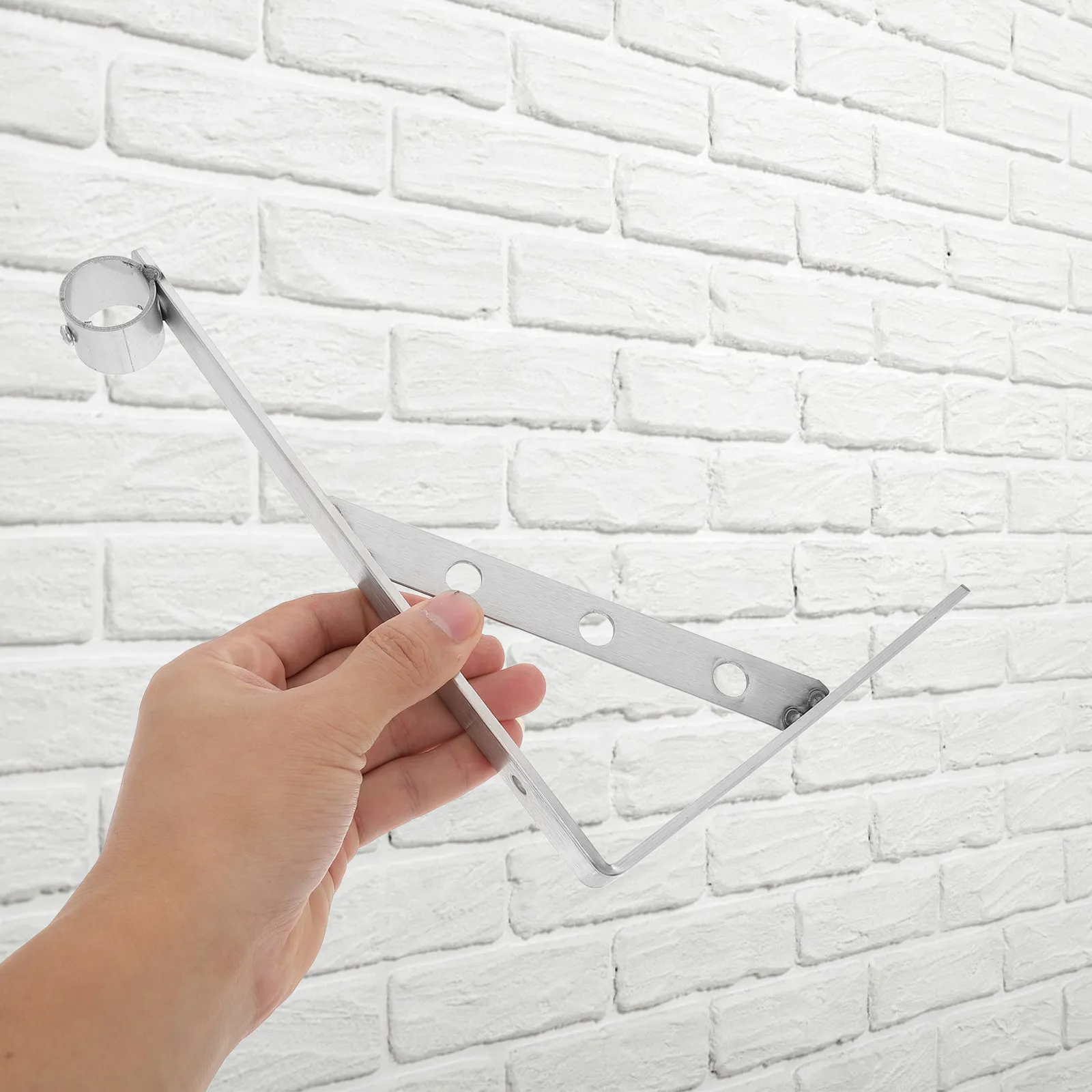 Stainless Steel Clothes Drying Rod Bracket Triangular Wall Mounted Clothes Hanger Pole Support Hooks Closet Rod Holder Stable