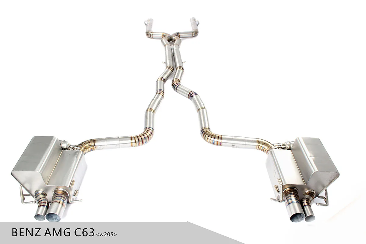 New design Catback exhaust For Mercedes Benz Amg C63 W205 Original color titanium alloy With Muffler Valves Exhaust pipe