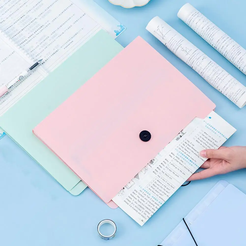 Plastic  Convenient A4 Office Data Storage Organizer Pouch Morandi Color File Storage Bag Classified   Desk Accessory