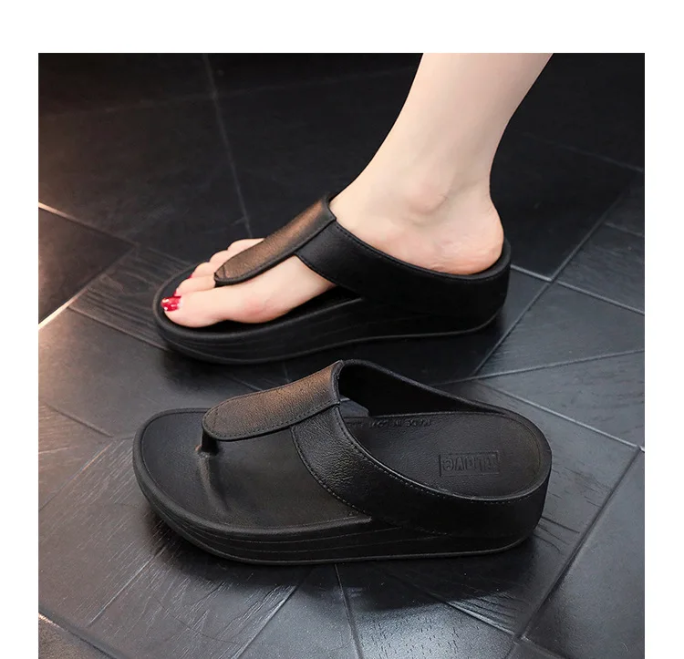 36-41 Damen Flip-Flops, Strandschuhe, Sommer Keilabsatz-Sandalen, Damen-Sandalen, Bohemian-Slides mit dicker Sohle – Detail 18