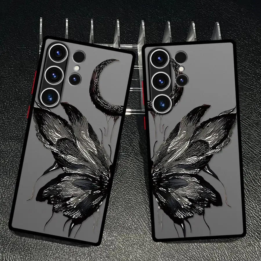 Crescent Butterfly Case for Samsung Galaxy S26 Note 20 10+ S20 S25 Ultra S23 FE S21 S24 Plus S22 Funda Phone Cover