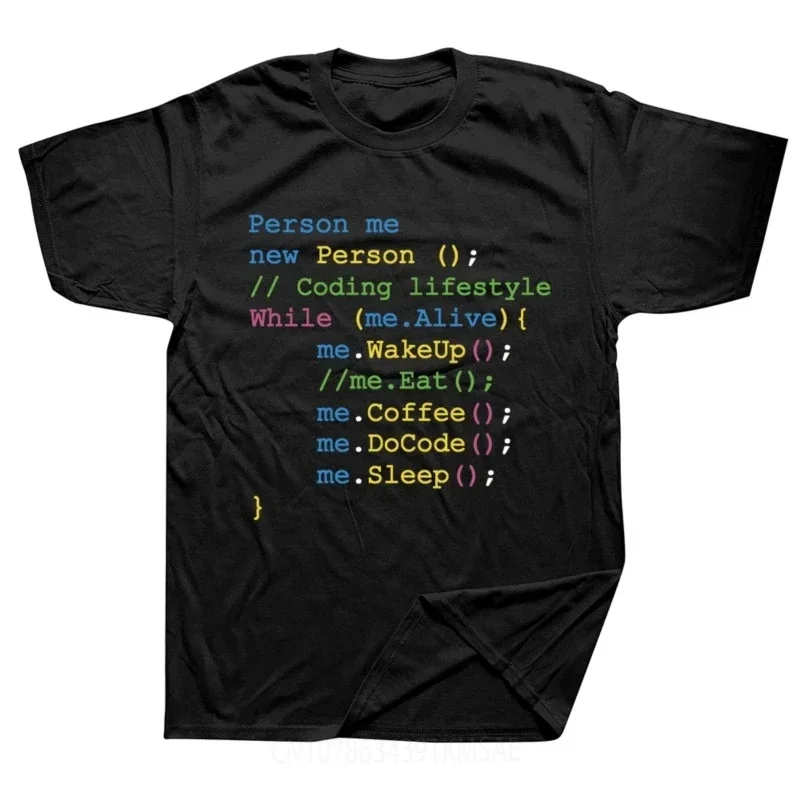 Funny Programmer T Shirt JavaScript Coding Computer Code Geek Gift Short Sleeve  Cotton Unisex O-Neck Casual T-shirt EU Size