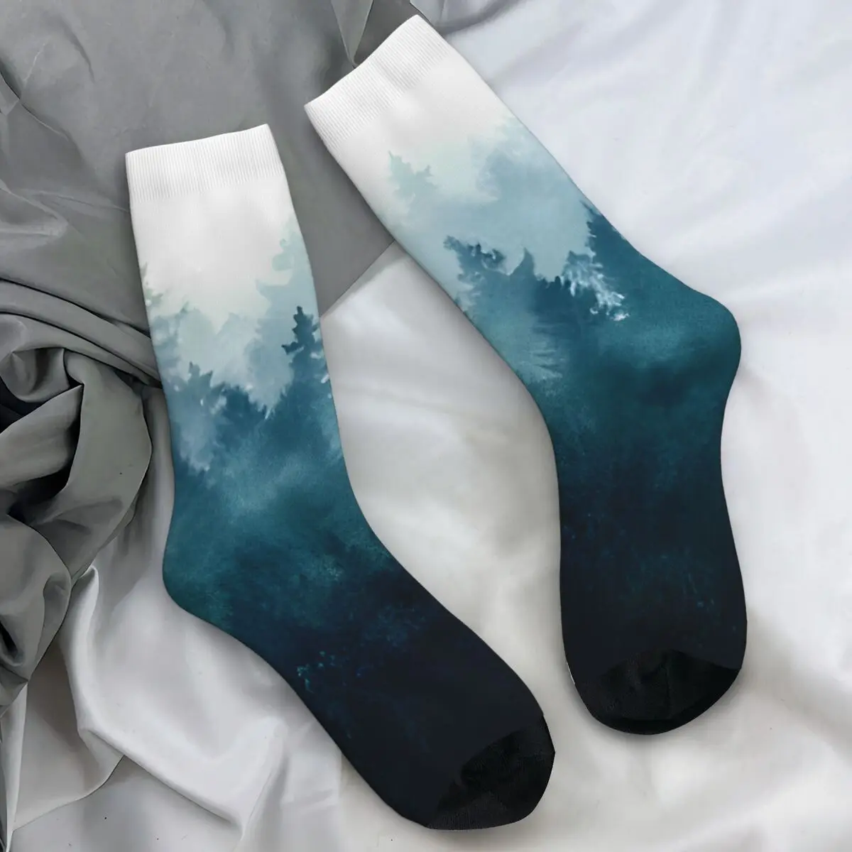 Foggy Forest Stockings Misty Foggy Graphic Funny Socks Autumn Anti Skid Socks Unisex Men Outdoor Quality Socks