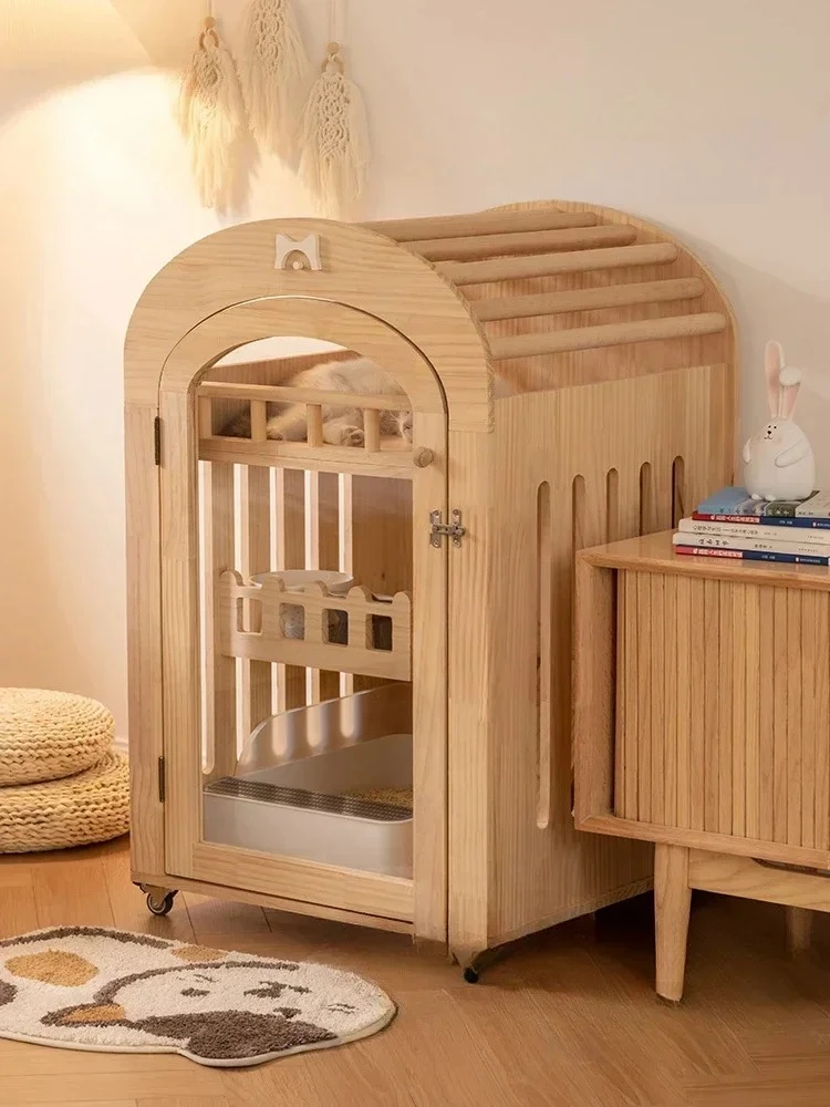 HGCat villa solid wood home indoor pet cat cage two-story small cat nest house