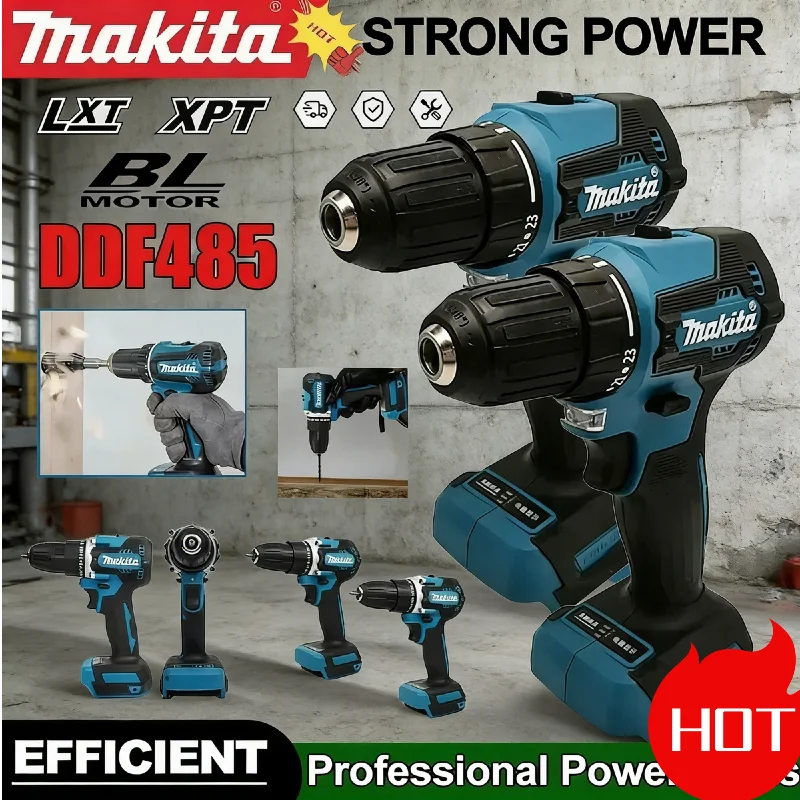 マキタ-ddf485-lxt-コンパクトコードレスドリル-多機能ドライバー-ブラシレス-18v-モーター-充電式パワードライバー