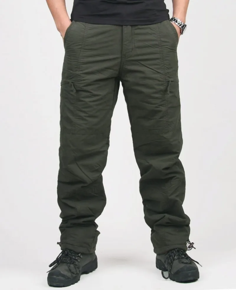 

Winter Double Layer Men's Cargo Pants Fleece Warm Thick Baggy Pants Cotton Trousers For Men Male Military Camouflage Tactical