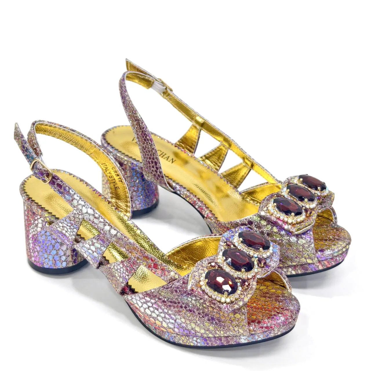 2024 New Pink Elegant Style Dual-purpose Women's Bag Square Heel Design Heels Shoes with Shiny Big Rhinestones