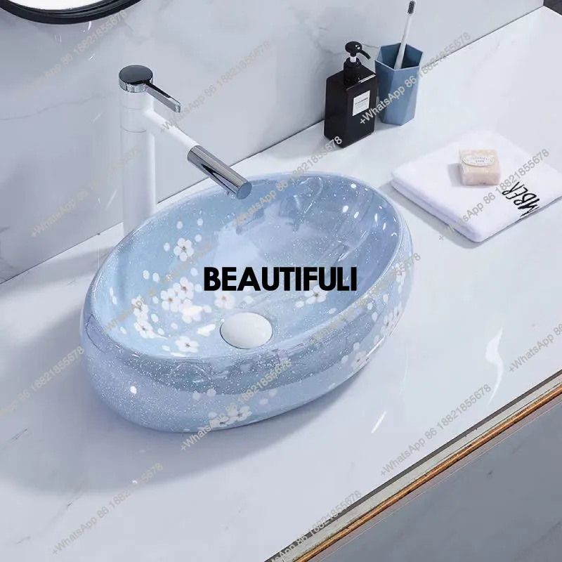 

Легкая роскошная настольная раковина, умывальник для ванной комнаты, межплатформенная раковина китайского искусства, домашняя скандинавская прямоугольная раковина