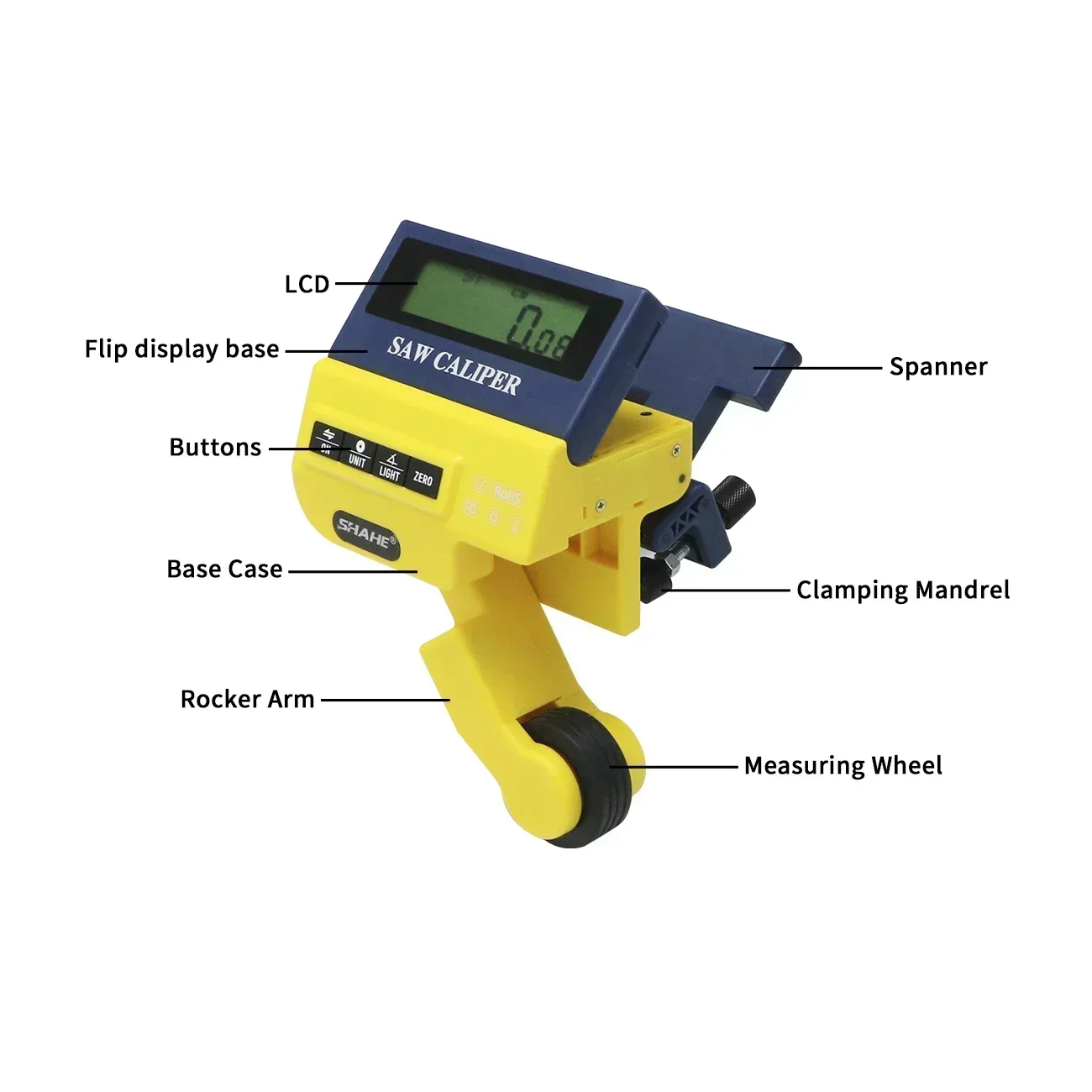 SHAHE High Precision Digital Display Roller Distance Measurement Tools Multifunctional Woodworking for Miter Saws